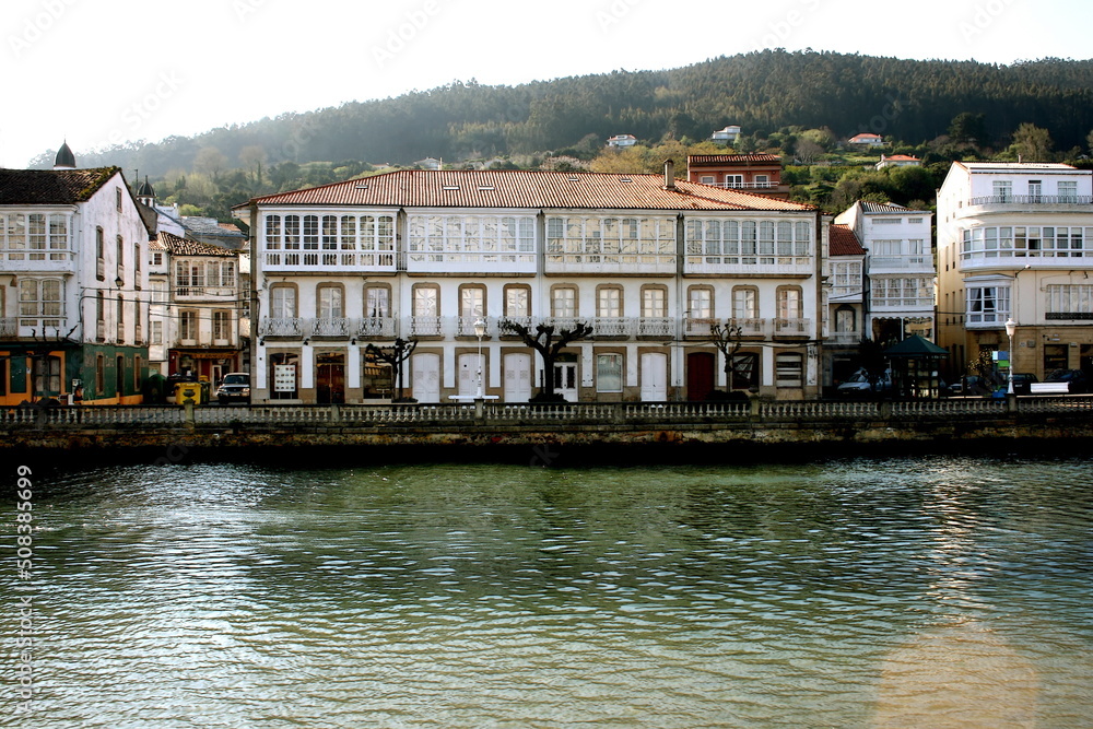 the town of Cedeira with the Condomiñas River, vacation spot, A Coruña, Galicia, Spain,