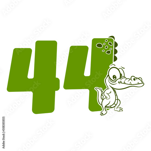 44, Number forty four with crocodile cartoon character, Birthday Anniversary photo