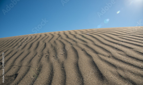 Sand dunes againt blue sky. Desert dry coast land Cyprus