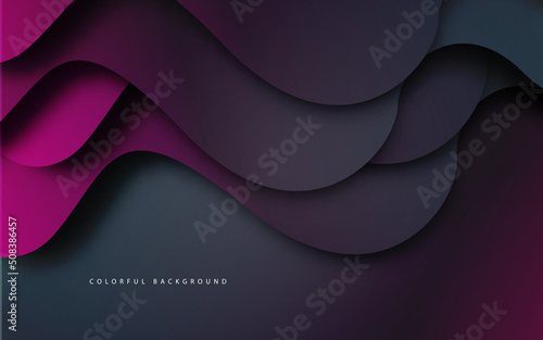 Absstrct wave shape papercut dark color background