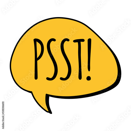 Psst word. Comic speech bubble. Text sound effects.