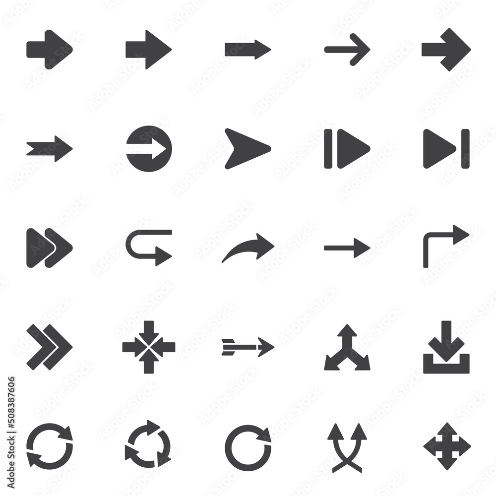 Basic arrows vector icons set Basic arrows vector icons set