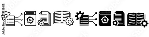 Document vector icon set. technical documentation illustration sign collection. manual symbol.