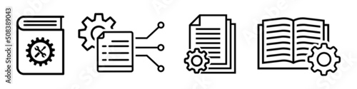 Document vector icon set. technical documentation illustration sign collection. manual symbol.