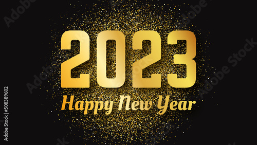 2023 Happy New Year gold background