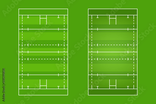 Rugby court flat design, Rugger field graphic illustration, Vector of rugby court and layout. photo