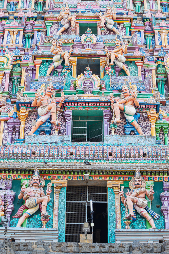 Carved Idols on  Gopuram of Nataraja Temple, Chidambaram, Tamil Nadu, India