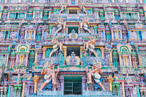 Carved Idols on  Gopuram of Nataraja Temple  Chidambaram  Tamil Nadu  India