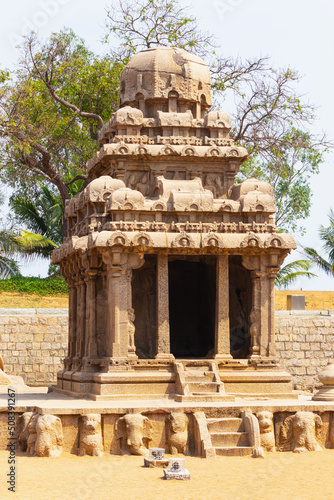 View of Arjuna Ratha, Five Rathas, Mahabalipuram, Tamilnadu, India photo