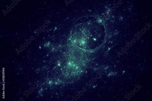 Fototapeta Naklejka Na Ścianę i Meble -  Abstract space 3d illustration. Futuristic galaxy background. Noise effect, and radiant vibes of stardust and light rays. Science and technology backdrop