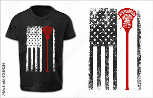 Lacrosse USA Flag T Shirt Design