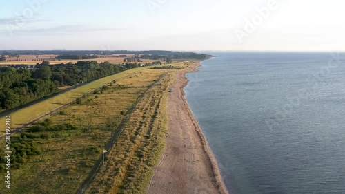 Dahme, Germany - July 31, 2021: Aerial drone view of Dahme Beach in Schleswig-Holstein. photo