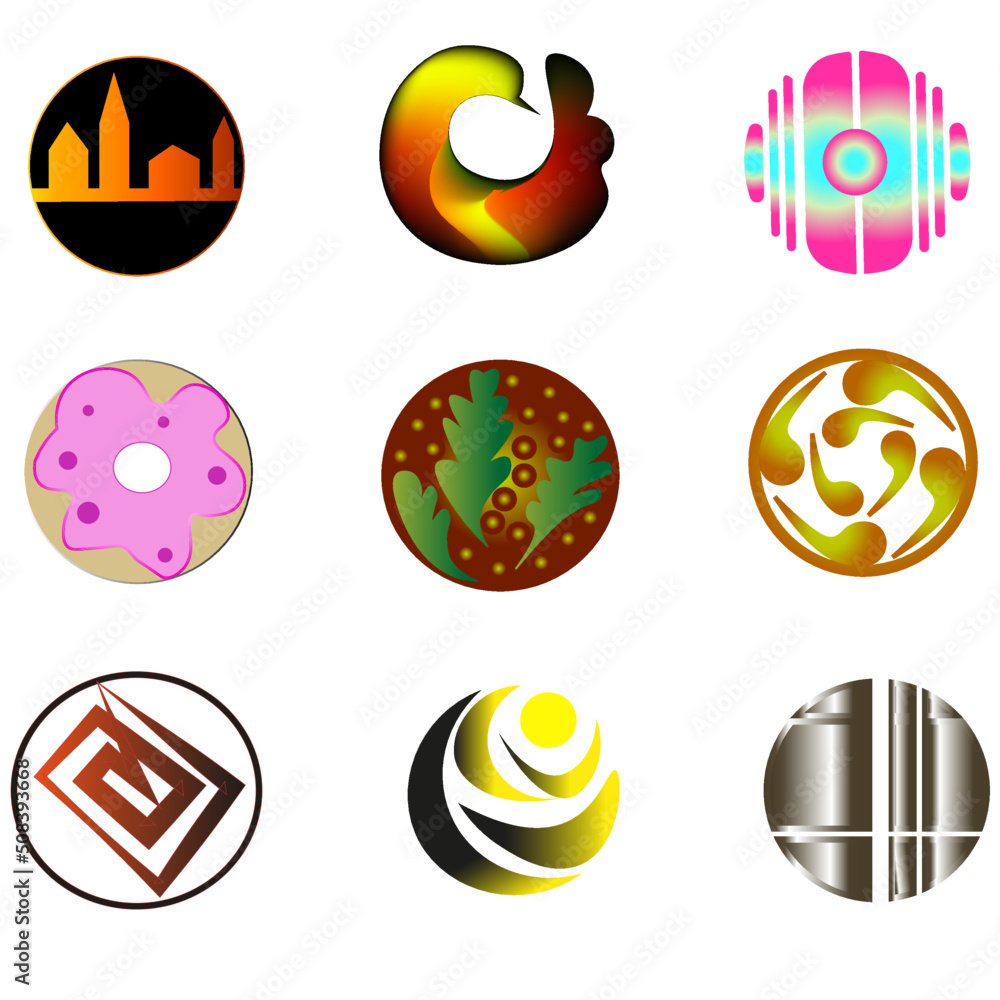 Logo circle symbol elements color form sign set graphic 