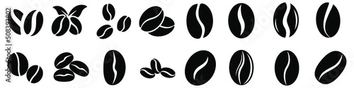 Foto Coffee beans icon vector set