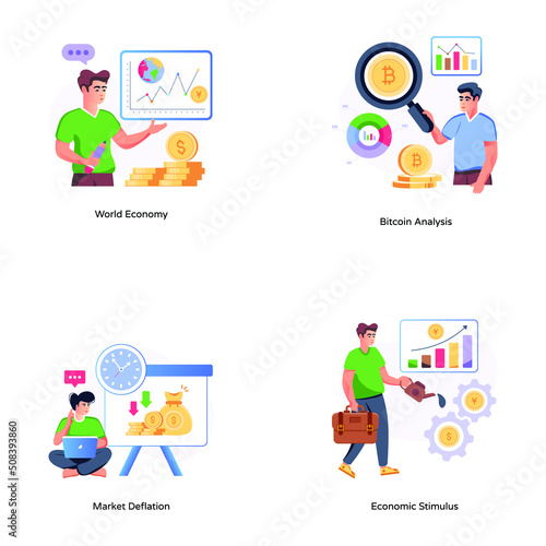 Set of Finance Flat Vectors