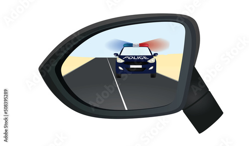 Car rear view mirror. vector illustration