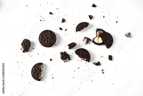 Cream Cookies (close-up shot) isolated on white background