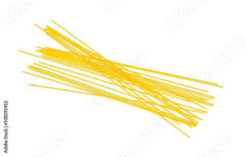 Fotografie, Obraz yellow uncooked egg or wheat spaghetti isolated on white