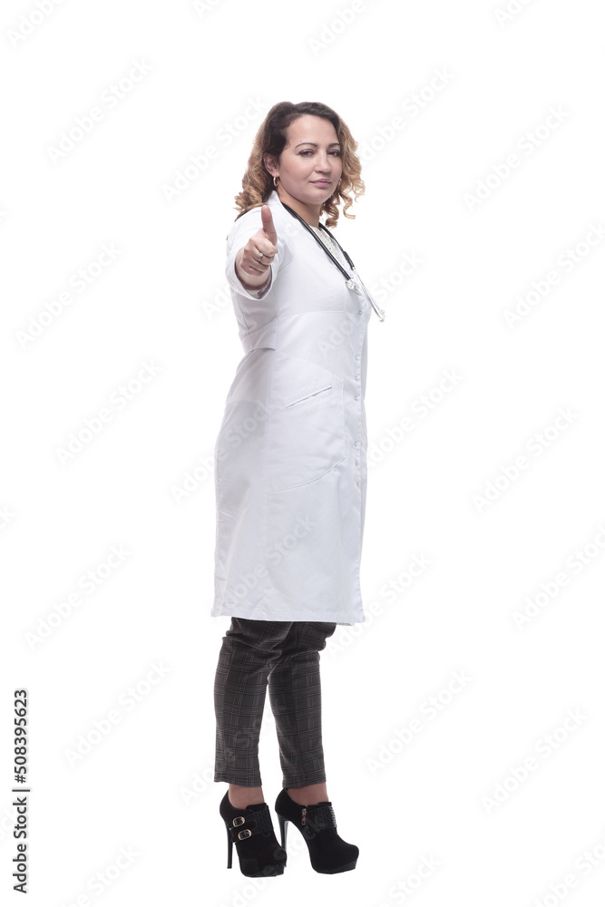 young woman doctor with a stethoscope. isolated on a white young woman doctor with a stethoscope. isolated on a white