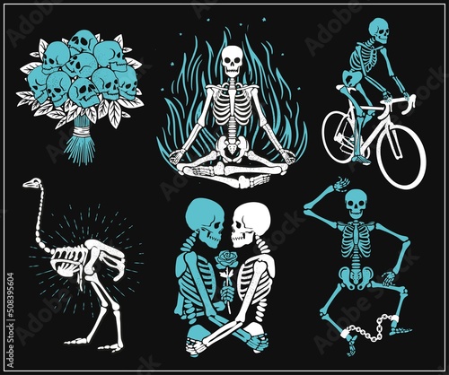 Skeletons` Logos Collection For T-shirt and Denim. © moloko88