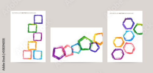 Card with hand-drawn squares, pentagons and hexagons