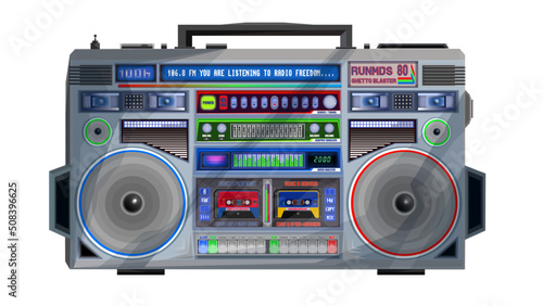 Vintage ghetto blaster boombox object illustration