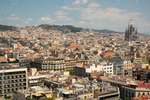 Panoramic view of Barcelona city, Spain