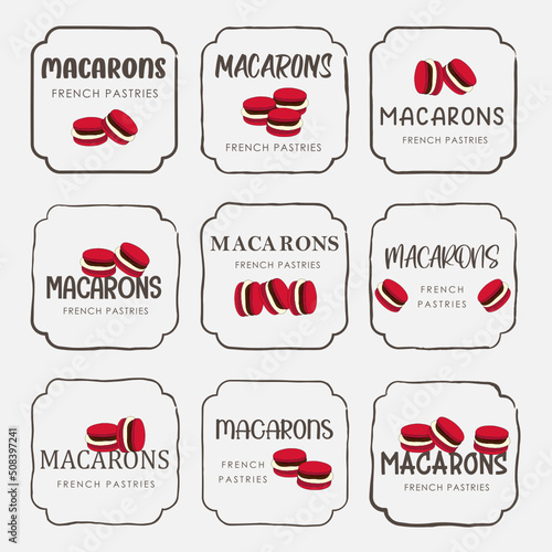 Set of vector macaron logo for bakery shop.