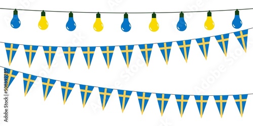 3D Garlands of Sweden on a white background