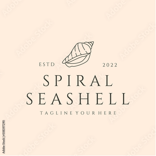 spiral seashell line art logo vector symbol illustration design