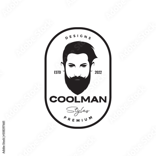 macho face man beard and mustache logo design vector graphic symbol icon illustration creative idea