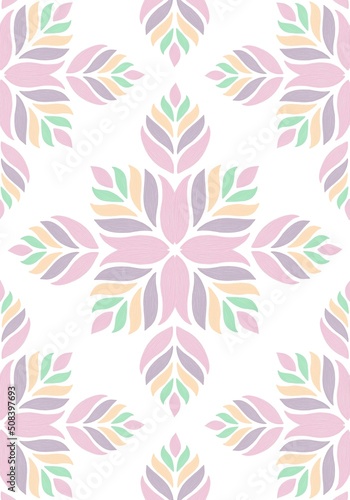 Abstract print with stylized geometric pastel flowers. Artistic floral folk motif for fabrics, textile, packaging, wall art print design 