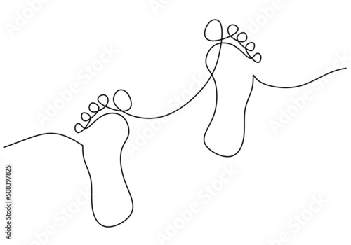 One continuous single line of two soles isolated on white background.