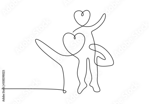 One continuous single line of happy parent global day with kid isolated on white background.