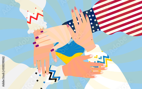 Women's hands. Friendly countries. Help to Ukraine