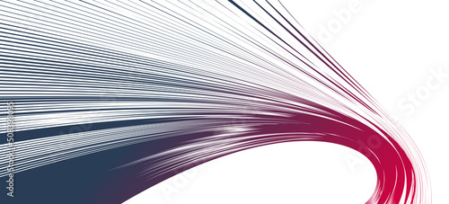 Curvature of space vector abstract art background, 3D linear flow distorted shape, deformed fluid, chaos of space.