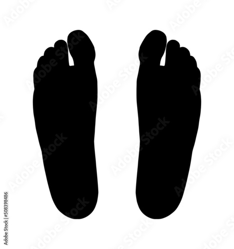 Human footprints shadow icon isolated on white background. Simple black man barefoot silhouette shape. Abstract vector illustration.