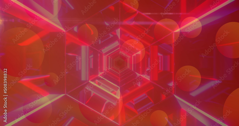 Image of orange spots over digital tunnel Image of orange spots over digital tunnel