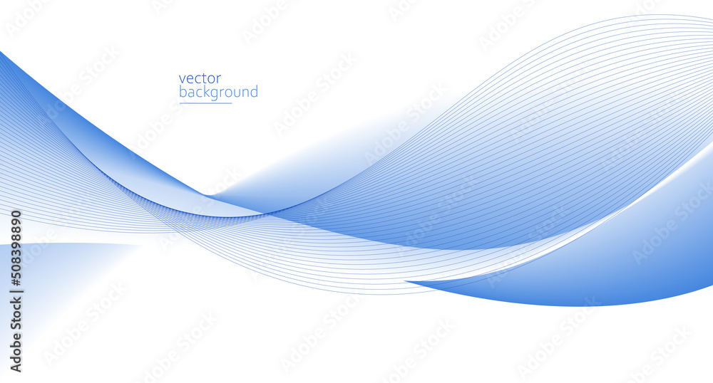 Smooth flow of wavy shape with gradient vector abstract background, light blue design curve line energy motion, relaxing music sound or technology.