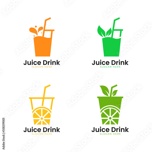Juice drink logo collection with fresh and fruit concept