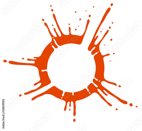 Circle design with liquid melting style shapes vector design isolated on white background, symbol icon or logo with paint dissolved.