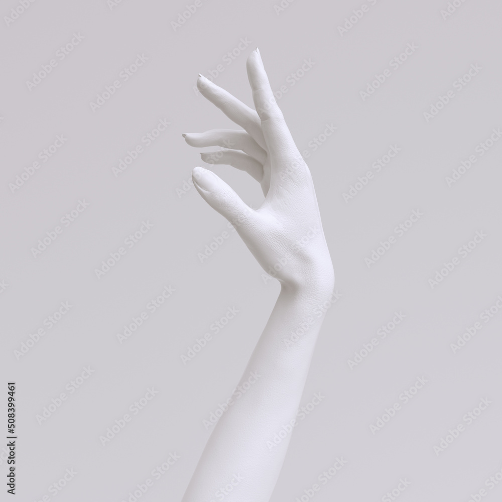 Beautiful painted index pose arm, showing abstract white hand gesture 3d rendering Beautiful painted index pose arm, showing abstract white hand gesture 3d rendering