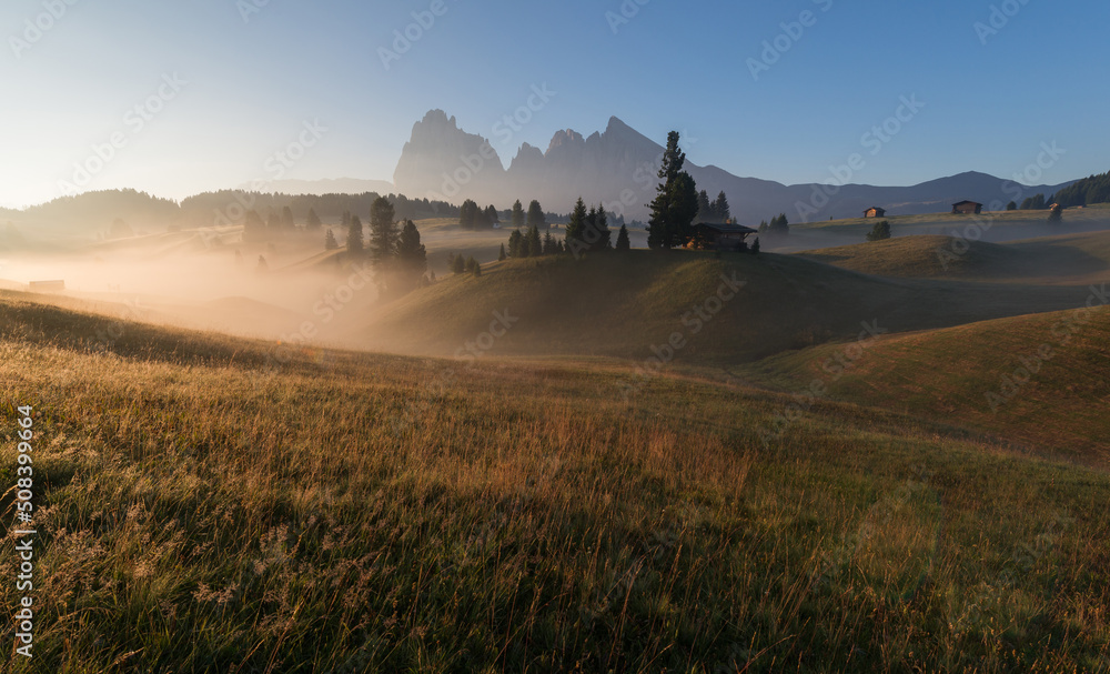 Fototapeta premium Summer sunrise in the Dolomites mountains