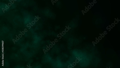 Green smoke on dark background. Dynamic abstract fog. 3D rendering.