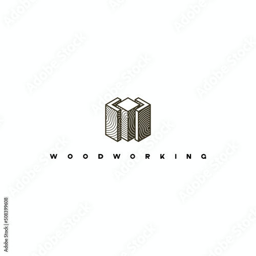 
illustration consisting of a picture of a piece of wood and the inscription "woodworking" in the form of a symbol or logo