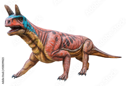 Shringasaurus is an extinct genus of archosauromorph reptiles from the Middle Triassic (Anisian). Shringasaurus is isolated on a white background with clipping path.