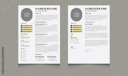 Clean Resume Layout with  Cv Template and Cover Letter, Minimal Resume CV Template Layout