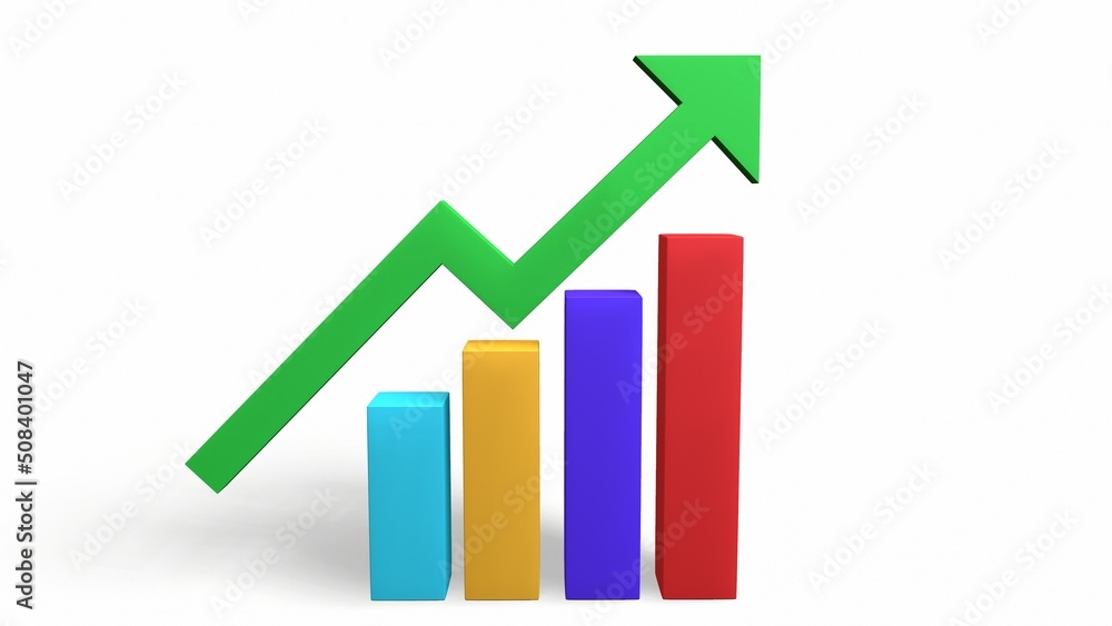 histogram columns up and statistics finance 3d-rendering