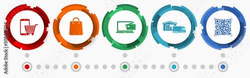 Online store, shop vector icon set, business flat design web buttons, infographic template