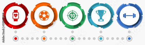 Sport, active life concept vector icon set, flat design web buttons, infographic template